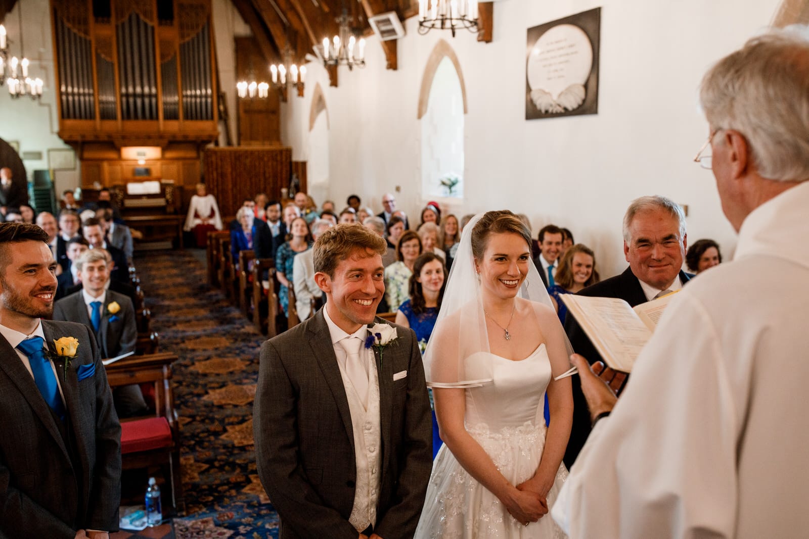 bride and groom at church in amersham