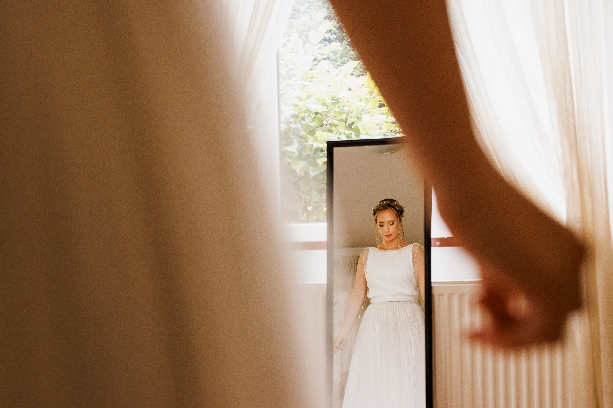 reflection of bride in mirror