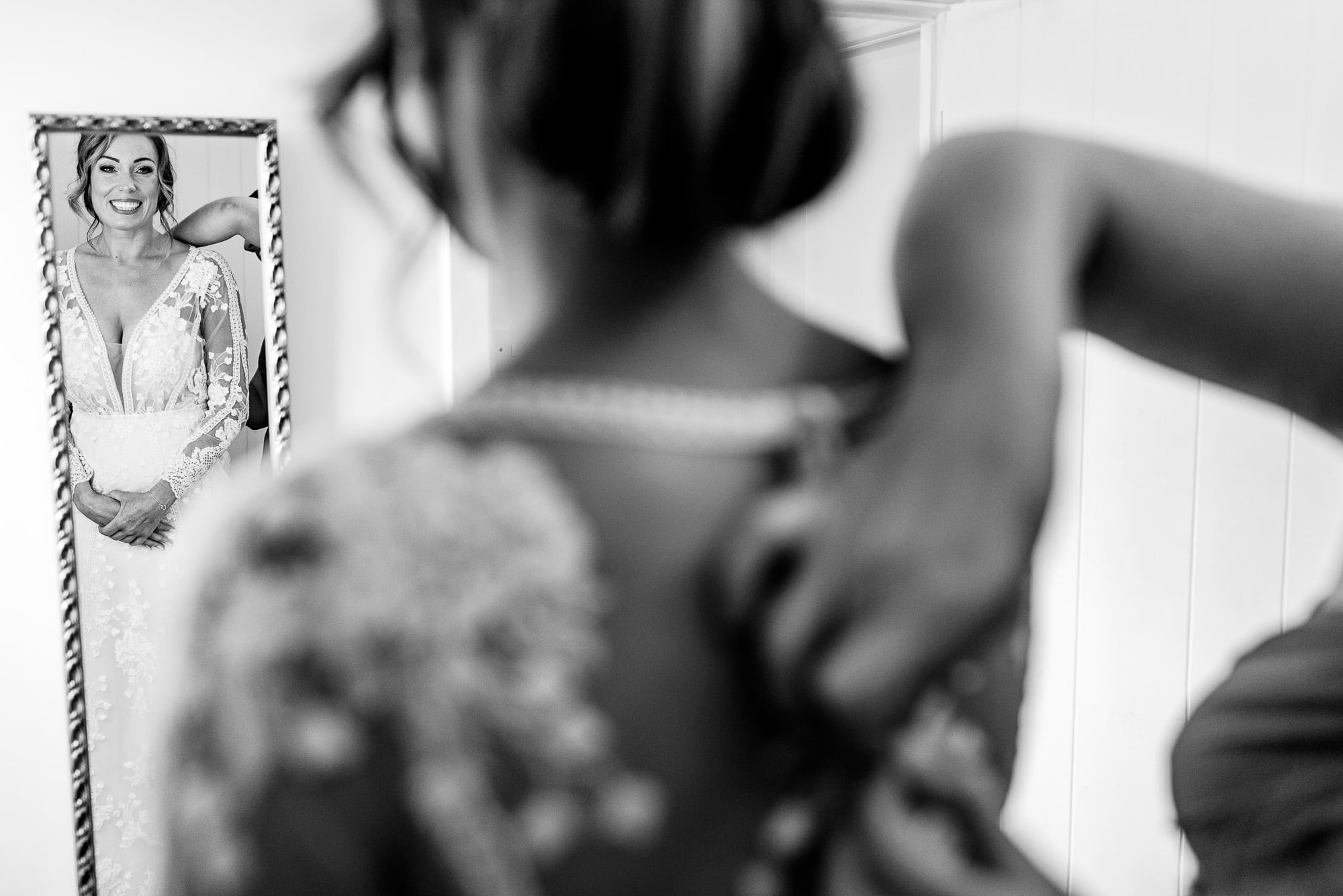 bride reflection in mirror